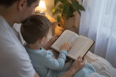Bedtime Bible Reading With Parent and Child