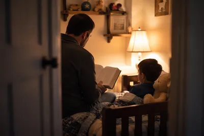 Parent Reading Bible at Child’s Bedtime