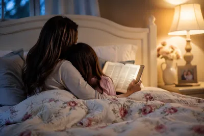 Bedtime Bible Reading with Parent and Child