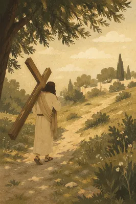 Carrying the Cross Up a Quiet Hillside