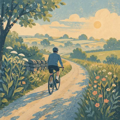 Peaceful Countryside Cycling at Sunrise