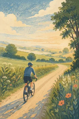 Peaceful Countryside Cycling at Sunrise