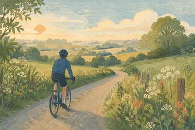 Peaceful Countryside Cycling at Sunrise