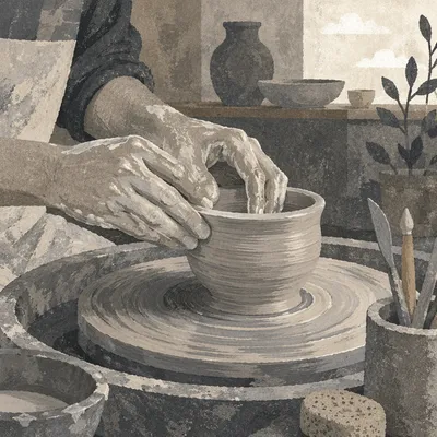Potter Hands Shaping Clay Bowl