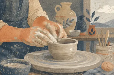 Potter Hands Shaping Clay Bowl