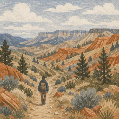 Lone Hiker on Mountain Canyon Trail