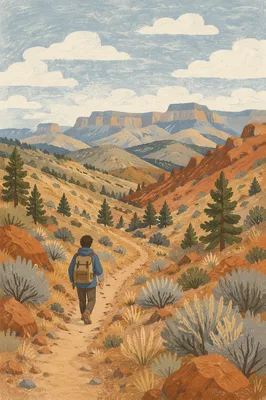 Lone Hiker on Mountain Canyon Trail