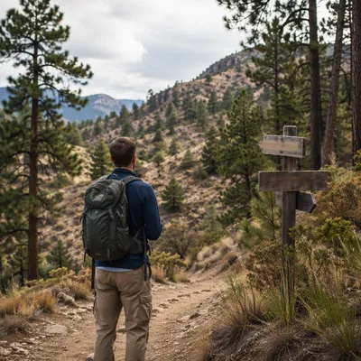 Solo Hiker on Mountain Trail