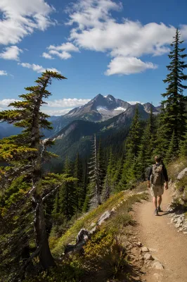 Solo Hiker on Mountain Trail View
