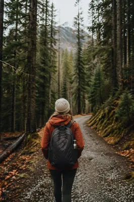 Lone Hiker on Evergreen Mountain Trail