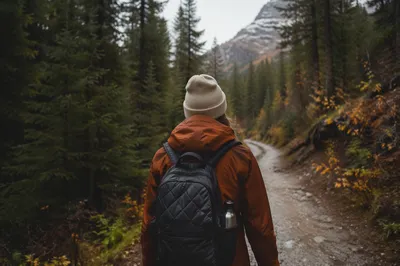 Lone Hiker on Evergreen Mountain Trail