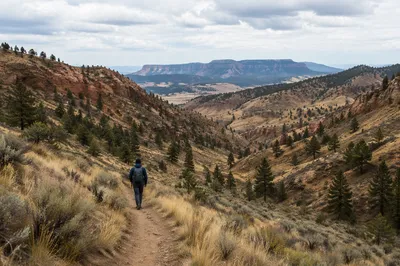Lone Hiker on Mountain Canyon Trail