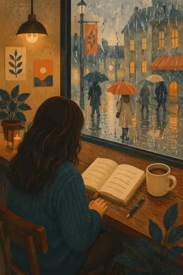 Cozy Coffee Shop Window Journaling Moment