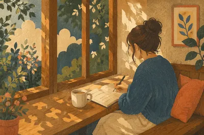 Quiet Journaling by Coffee Shop Window