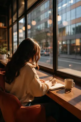 Quiet Journaling at Coffee Shop Window