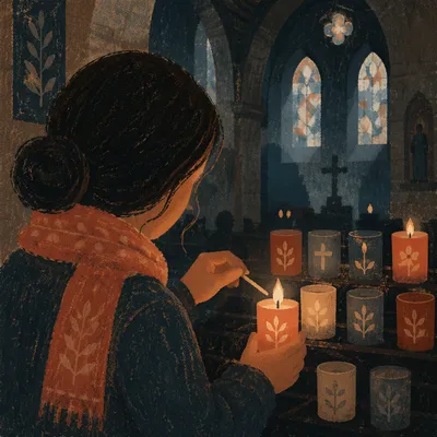 Lighting a Candle in Quiet Church