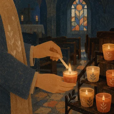 Lighting a Candle in Quiet Church