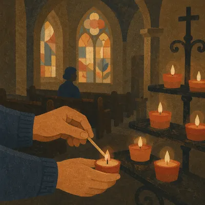 Lighting a Candle in Quiet Church