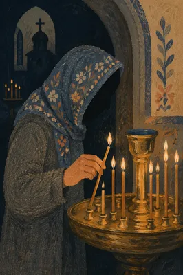 Candlelit Prayer in a Dark Church