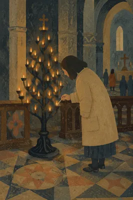 Candle Lighting Prayer in a Dark Church