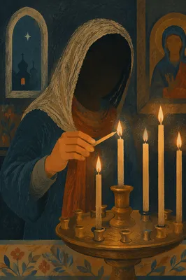 Candle Lighting Prayer in Dark Chapel