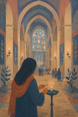 Candle Lighting Prayer in a Historic Church