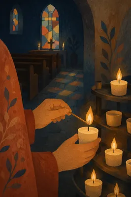 Lighting a Candle in Quiet Church
