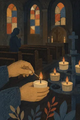Lighting a Candle in Quiet Church
