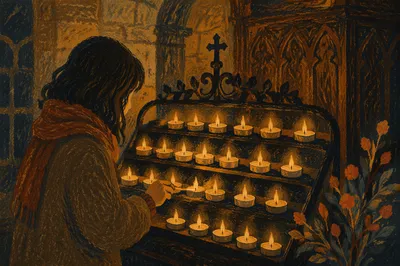 Candle Prayer in a Historic Chapel