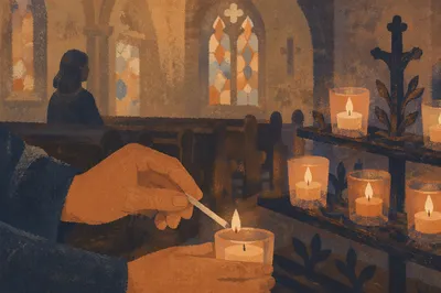 Lighting a Candle in Quiet Church