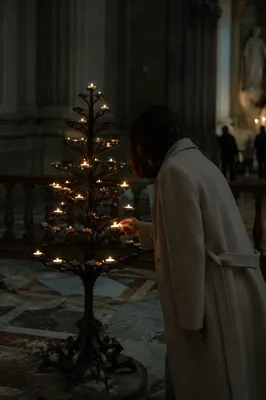 Candle Prayer in a Dark Church