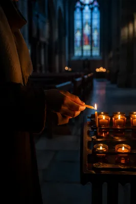 Lighting a Candle in Quiet Church