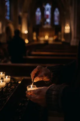 Lighting a Candle in Quiet Church