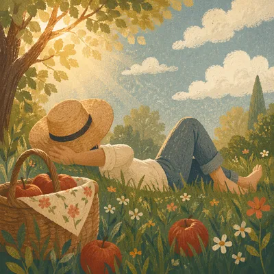 Peaceful Cloud Watching in Summer Meadow