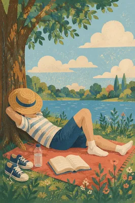 Relaxed Cloud Watching by Park Lake