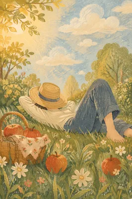 Peaceful Cloud Watching in Sunny Meadow