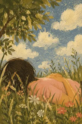 Peaceful Cloud Watching in Summer Meadow