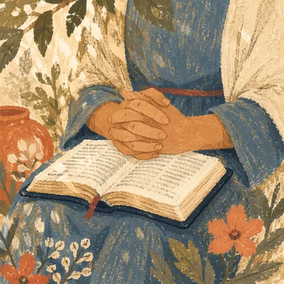 Quiet Garden Prayer Over Open Bible