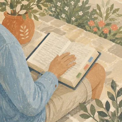 Quiet Bible Meditation on Garden Patio