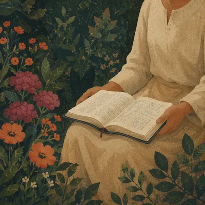 Quiet Bible Meditation in Garden