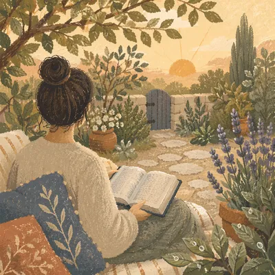 Quiet Bible Meditation in Garden Sunrise