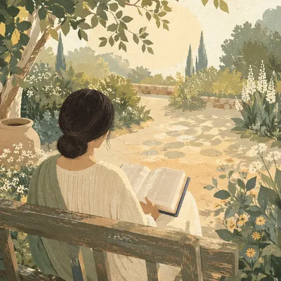 Quiet Bible Meditation in Garden Morning