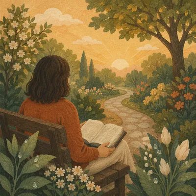 Quiet Morning Bible Meditation in Garden