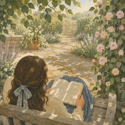 Quiet Bible Meditation in Spring Garden