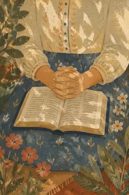 Quiet Garden Prayer With Open Bible