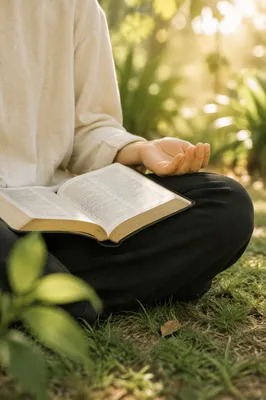 Garden Bible Meditation in Morning Light