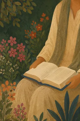 Quiet Garden Meditation With Open Bible