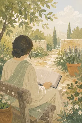 Quiet Bible Meditation in Garden Morning