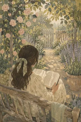 Garden Meditation with Open Bible