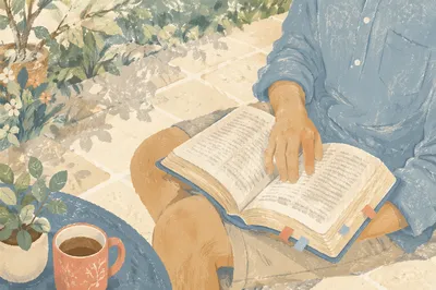 Quiet Bible Meditation on Garden Patio